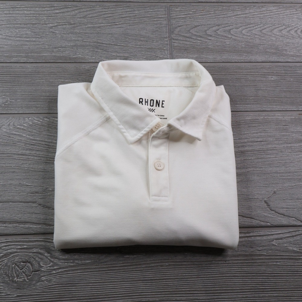 Rhone Delta Pique Performance Polo Men's Small White Raglan Golf
